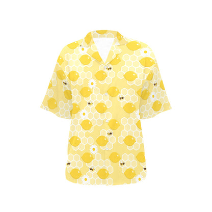 Honey Bee Honeycomb Print Design LKS3010 Women's Hawaiian Shirt