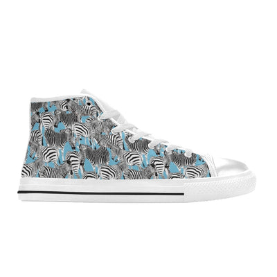 Zebra Print Design LKS305 High Top Women's White Shoes