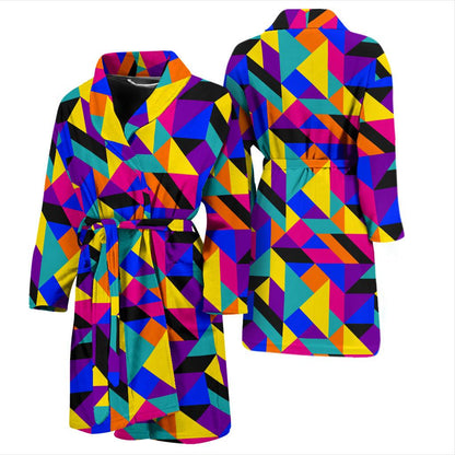 90s Colorful Pattern Print Design 1 Men Bathrobe-JORJUNE.COM