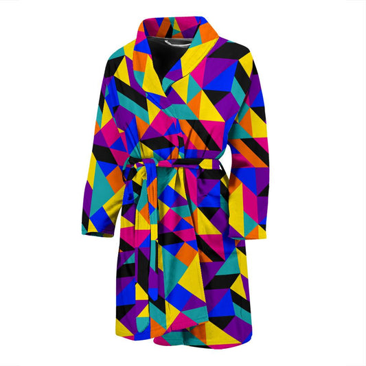 90s Colorful Pattern Print Design 1 Men Bathrobe-JORJUNE.COM