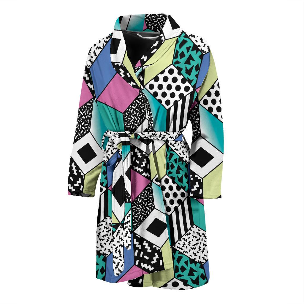 90s Pattern Print Design 3 Men Bathrobe-JORJUNE.COM