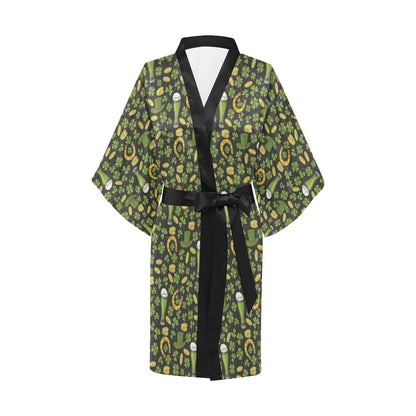 Clover St Patricks Pattern Print Design 03 Women's Short Kimono