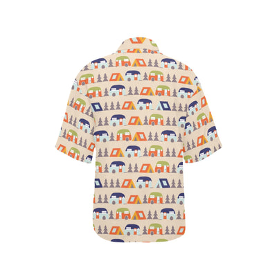 Camper Tent Pattern Print Design 03 Women's Hawaiian Shirt
