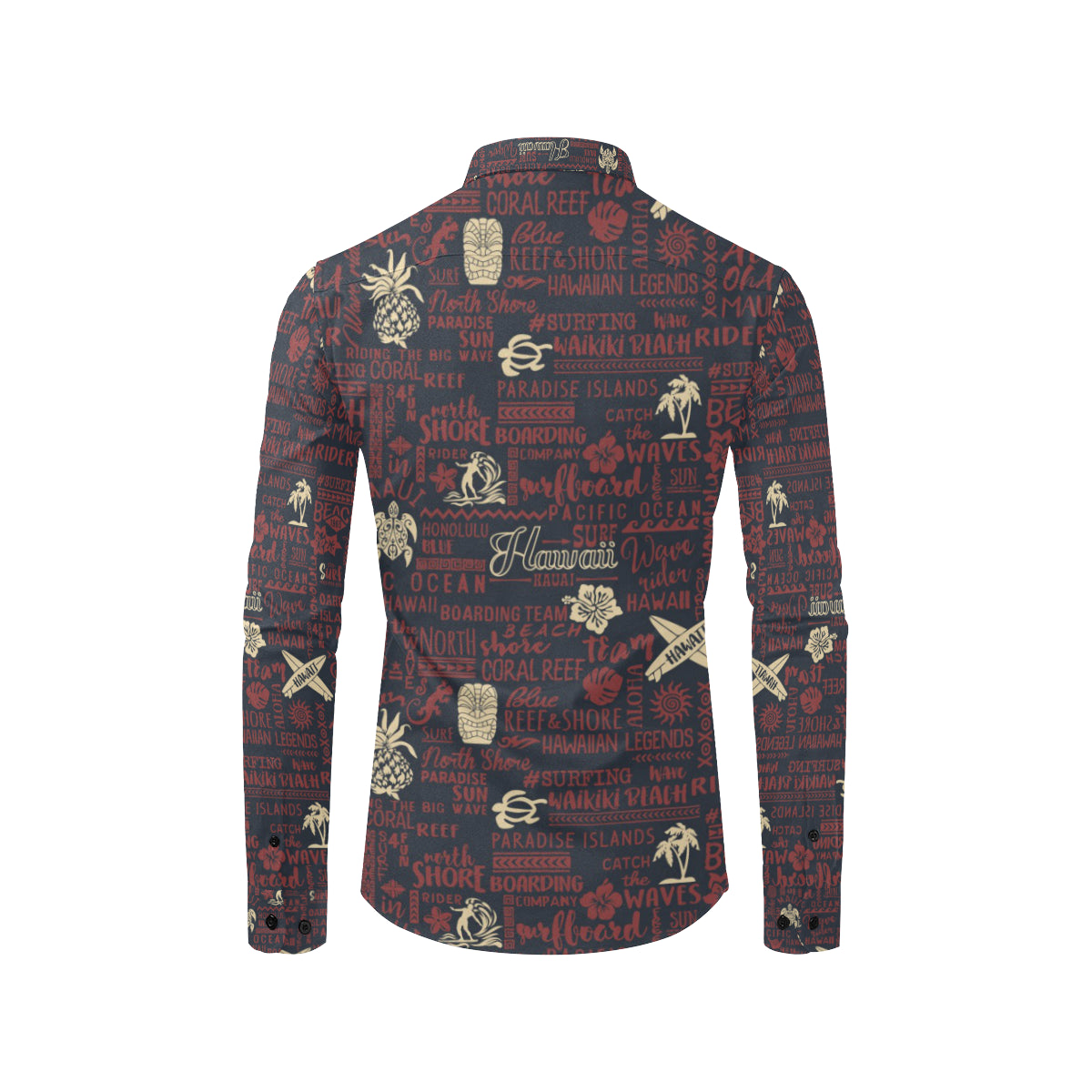 Hawaiian Themed Pattern Print Design H017 Men's Long Sleeve Shirt