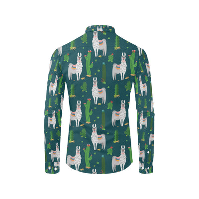 Llama Cactus Pattern Print Design 013 Men's Long Sleeve Shirt