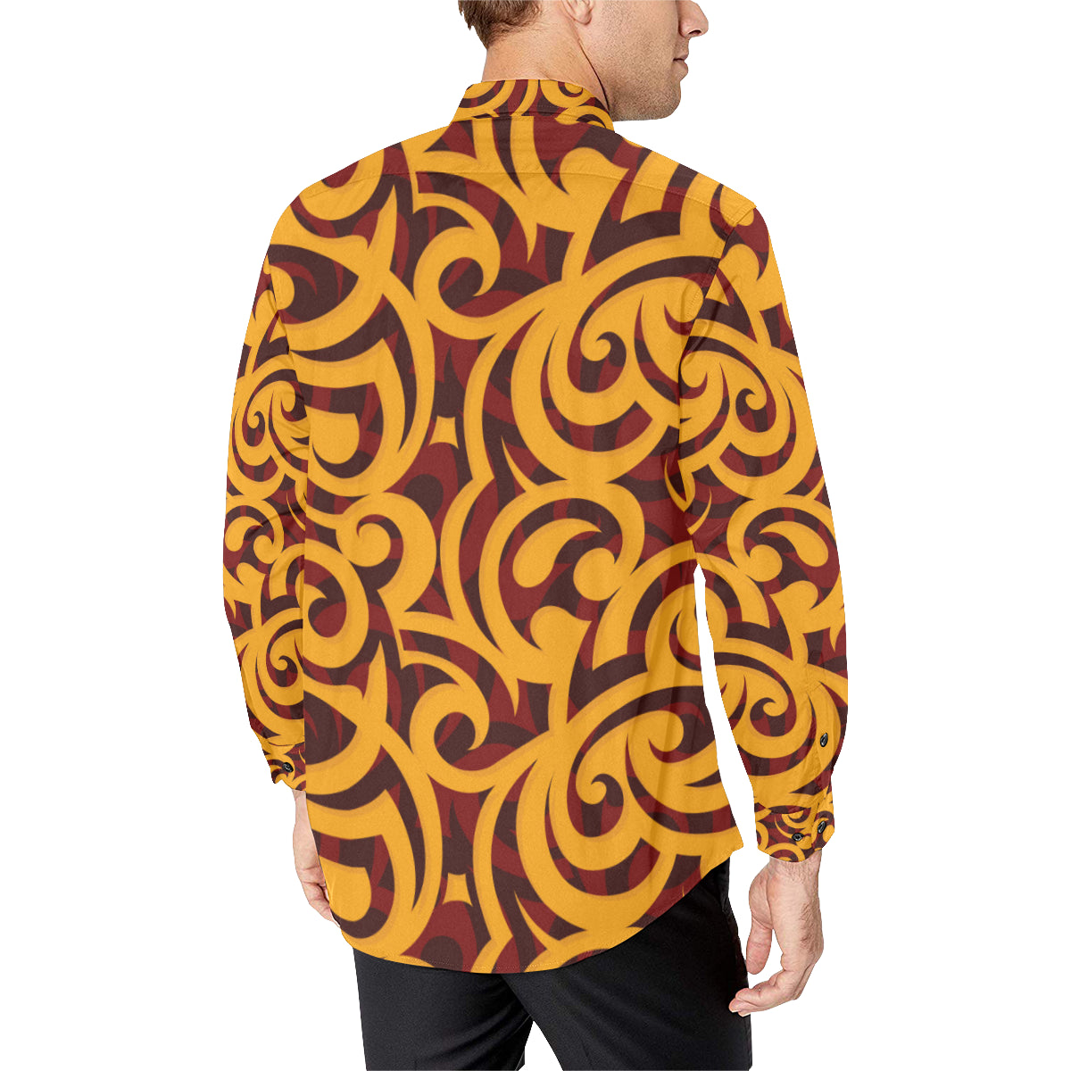 Maori Pattern Print Design 02 Men's Long Sleeve Shirt