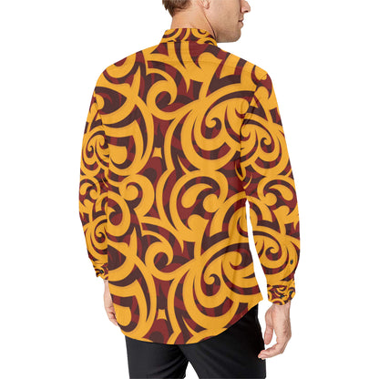 Maori Pattern Print Design 02 Men's Long Sleeve Shirt