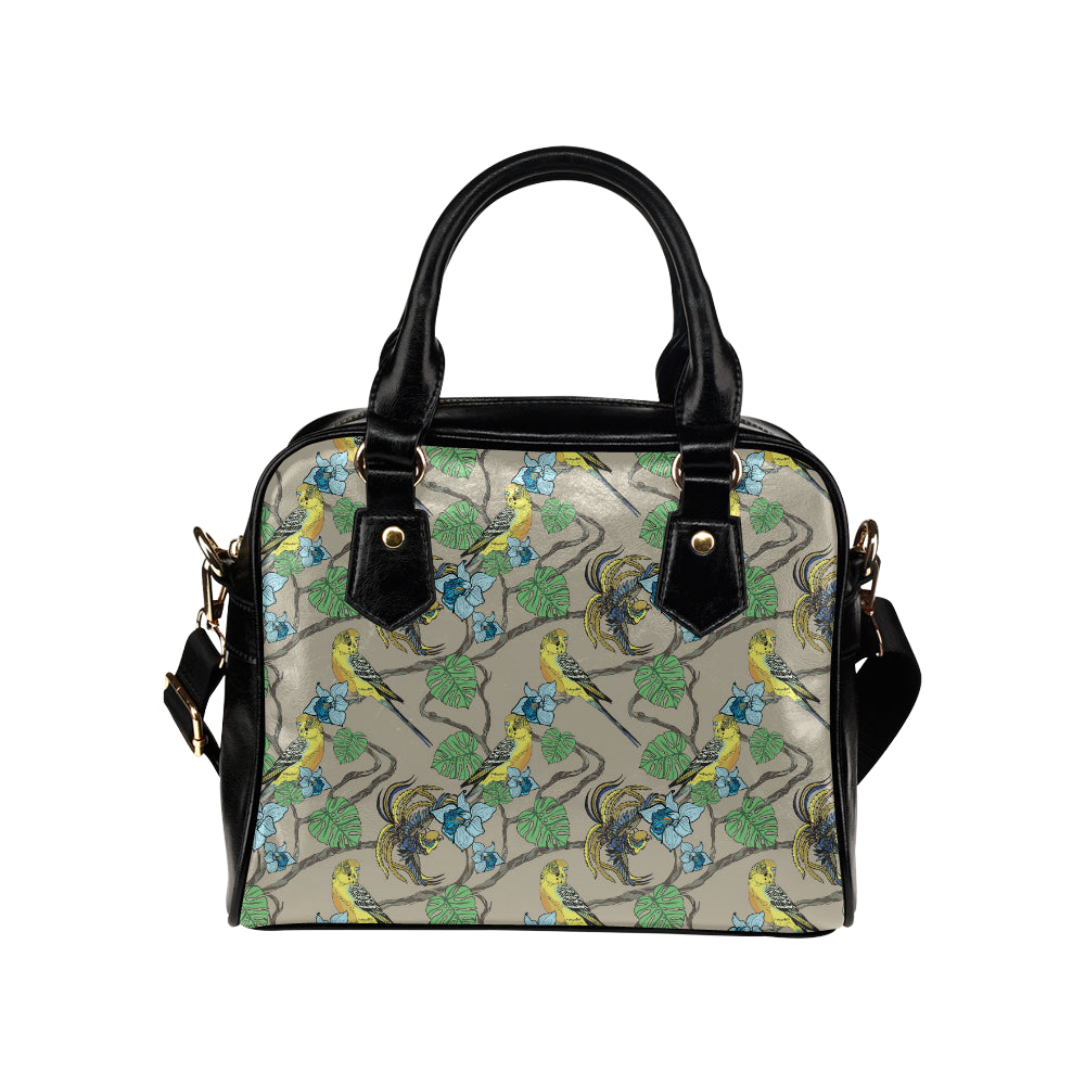 Parakeet Pattern Print Design A02 Shoulder Handbag
