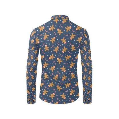 Gingerbread Pattern Print Design 01 Men's Long Sleeve Shirt