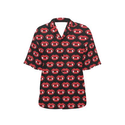 Vampire Lips Print Design LKS302 Women's Hawaiian Shirt