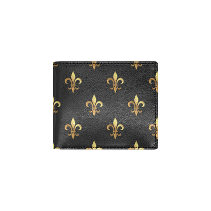 Fleur De Lis Gold Pattern Print Design 03 Men's ID Card Wallet