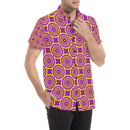 Optical illusion Expansion Men's Short Sleeve Button Up Shirt