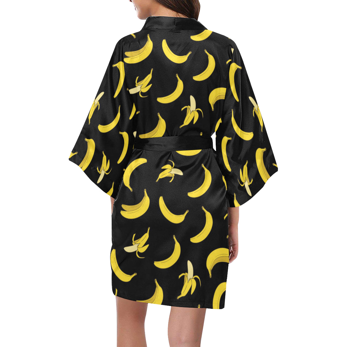 Banana Pattern Print Design BA05 Women's Short Kimono