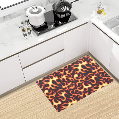 Flame Fire Themed Print Kitchen Mat