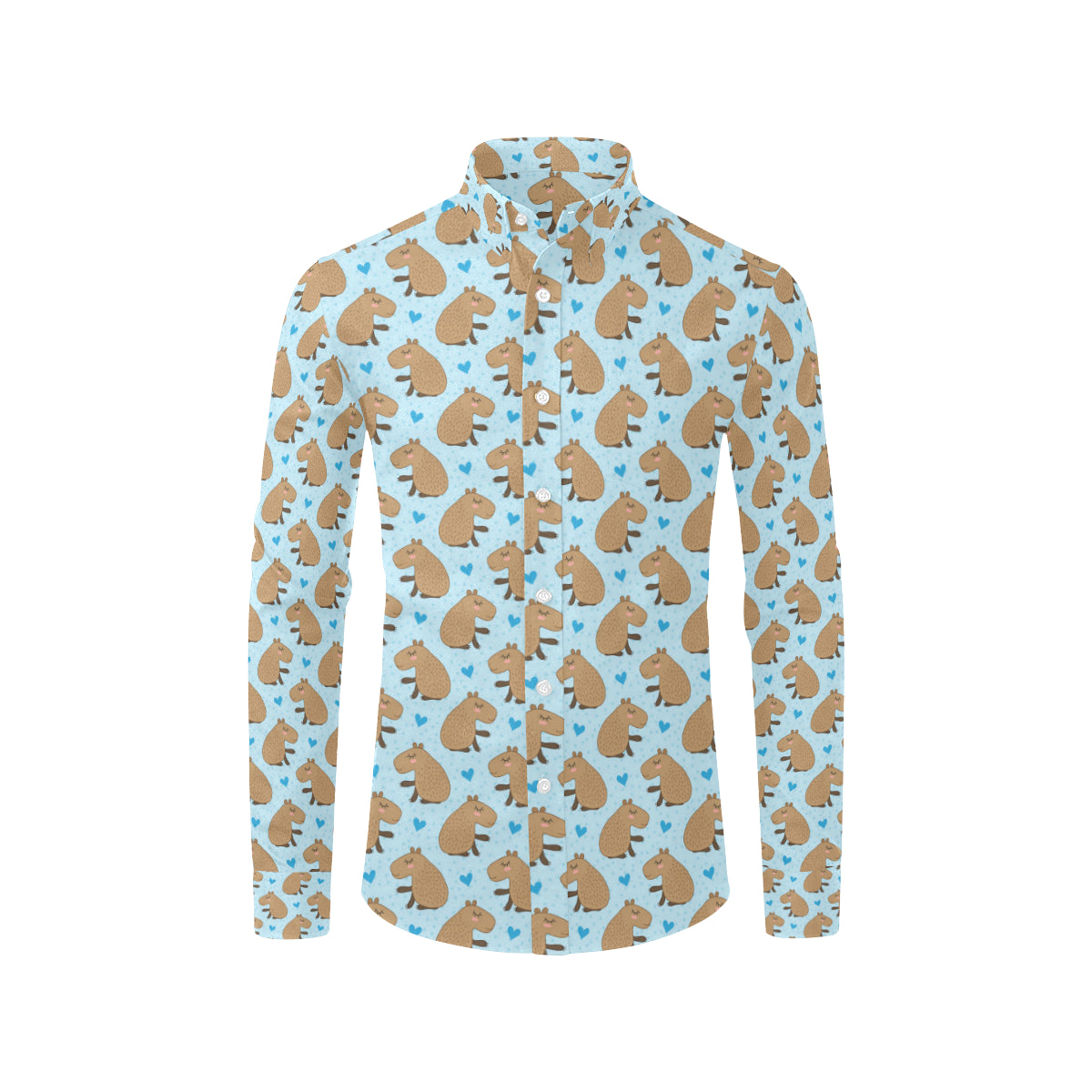 Capybara Pattern Print Design 01 Men's Long Sleeve Shirt