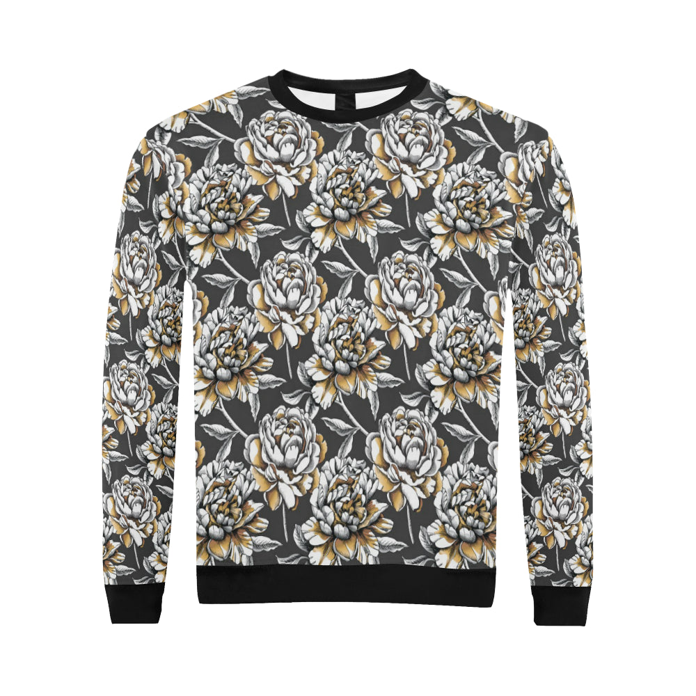 Peony Pattern Print Design PE06 Men Long Sleeve Sweatshirt
