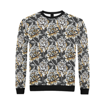 Peony Pattern Print Design PE06 Men Long Sleeve Sweatshirt