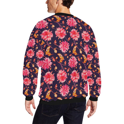 Dahlia Pattern Print Design DH03 Men Long Sleeve Sweatshirt
