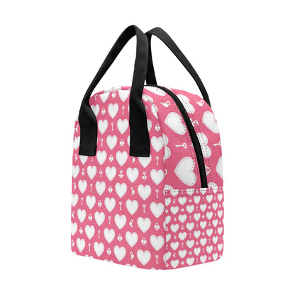 Heart Key Pattern Print Design HE09 Insulated Lunch Bag