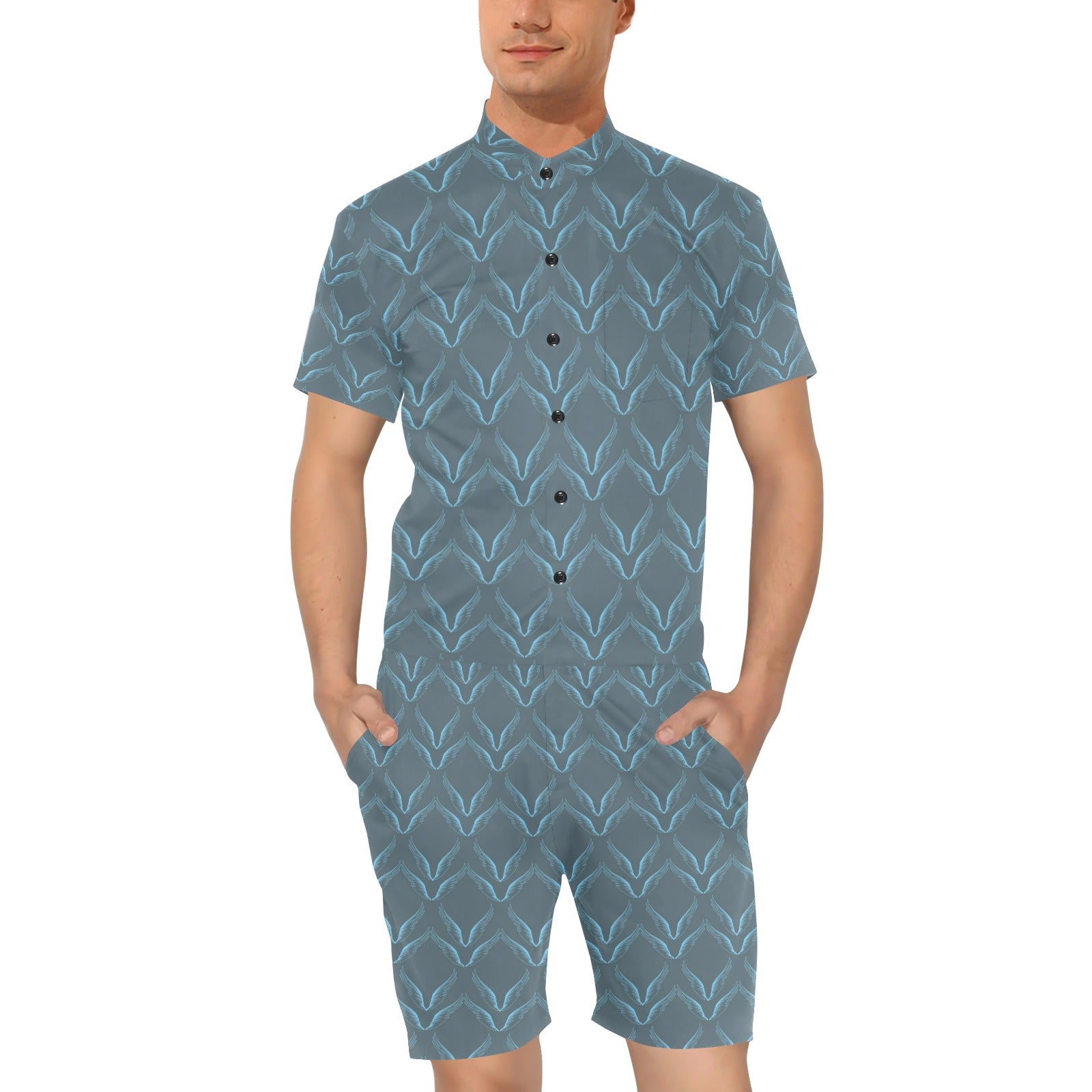 Angel Wings Pattern Print Design 04 Men's Romper