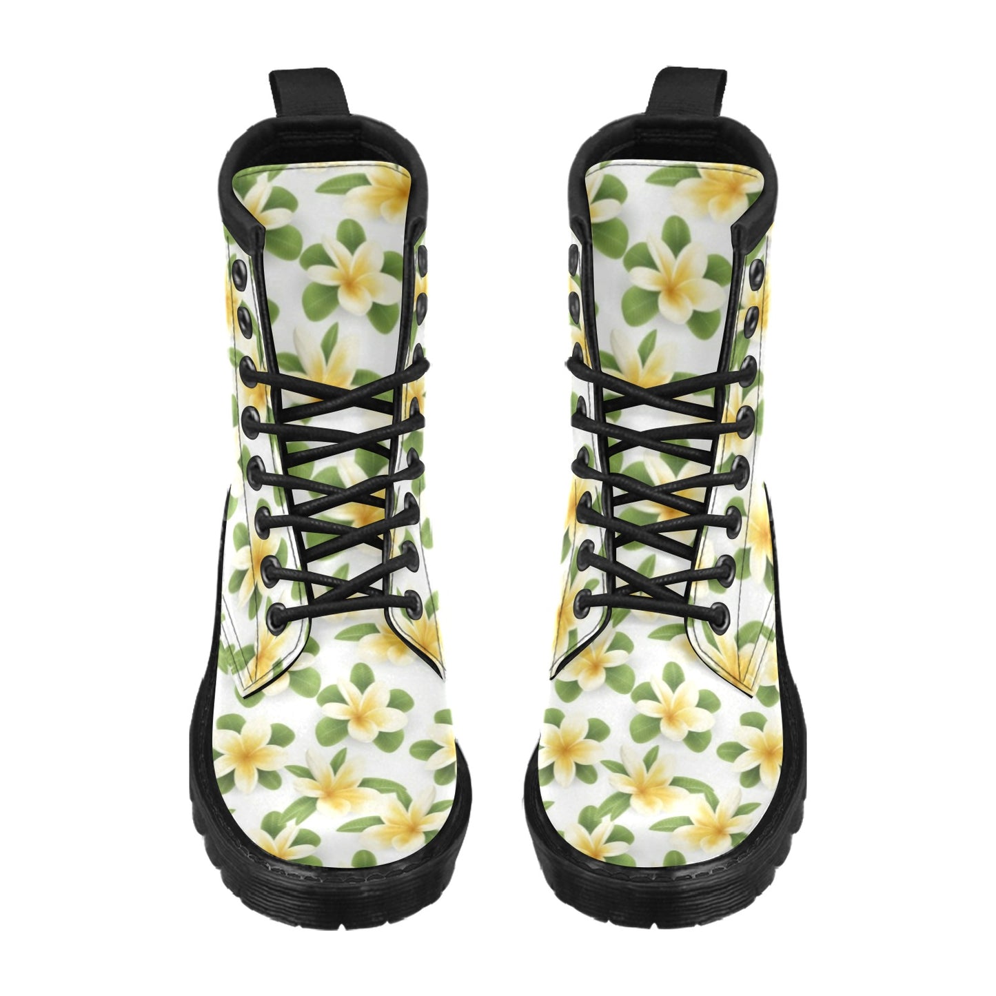 Yellow Plumeria Pattern Print Design PM012 Women's Boots