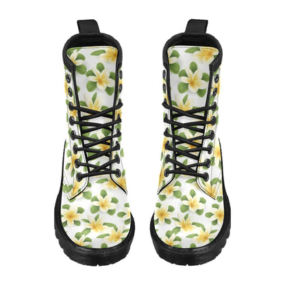 Yellow Plumeria Pattern Print Design PM012 Women's Boots
