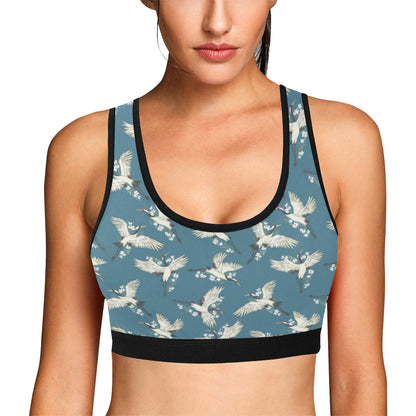 Crane Pattern Print Design 02 Sports Bra