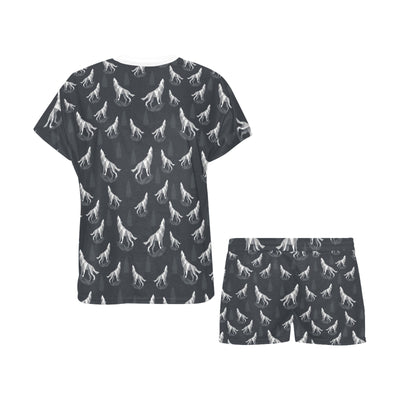 Wolf Print Design LKS303 Women's Short Pajama Set