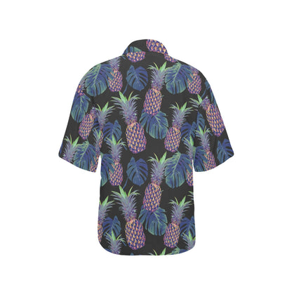 Pineapple Pattern Print Design PP04 Women's Hawaiian Shirt