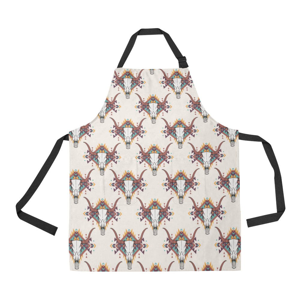 Buffalo Head Pattern Print Design 02 Apron with Pocket