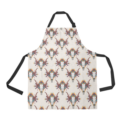 Buffalo Head Pattern Print Design 02 Apron with Pocket