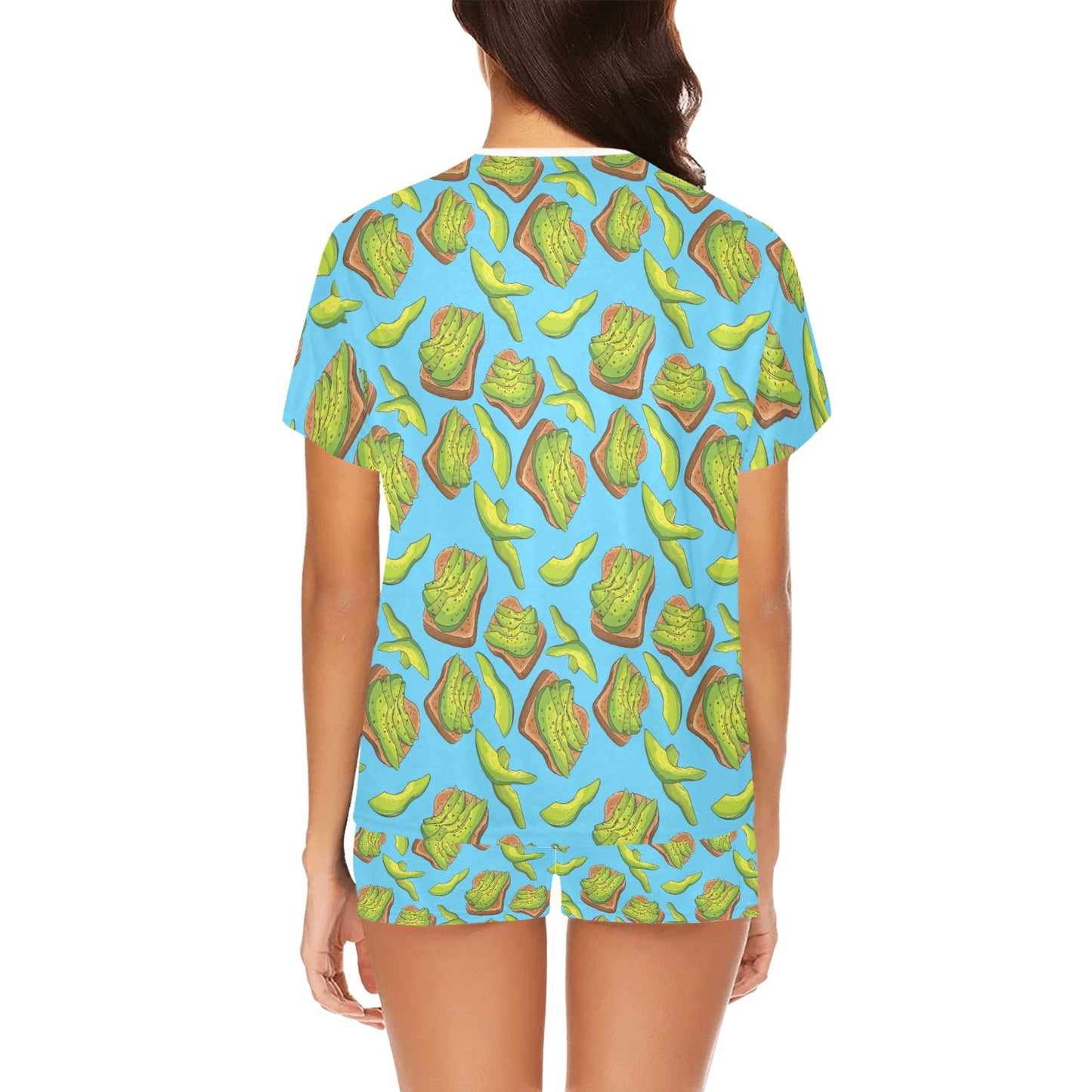 Sandwich Avocado Print Design LKS306 Women's Short Pajama Set