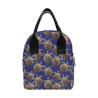 Sea Turtle Pattern Print Design T05 Insulated Lunch Bag