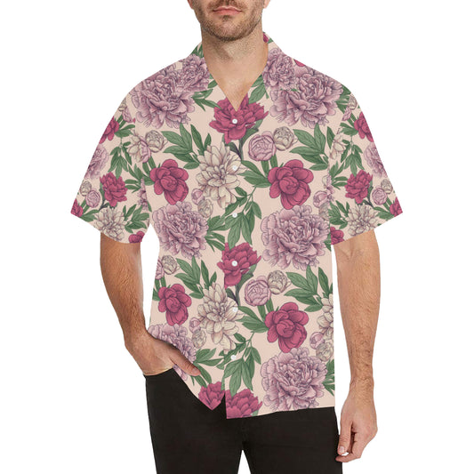 Peony Pattern Print Design A01 Men's Hawaiian Shirt