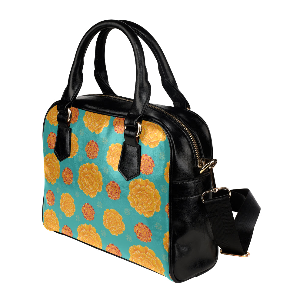 Marigold Pattern Print Design 02 Shoulder Handbag