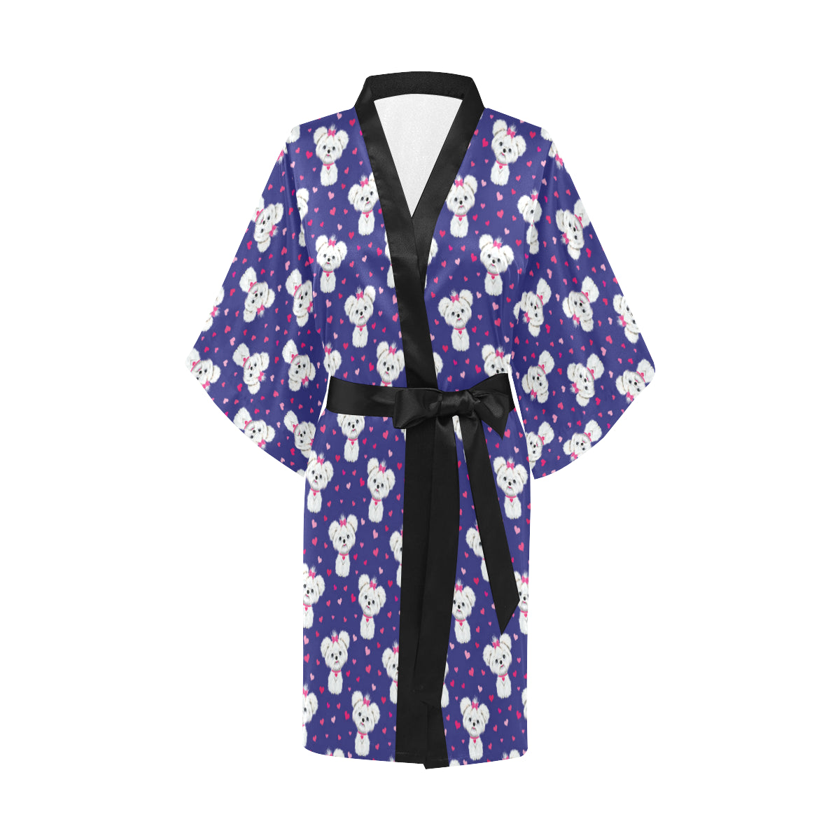 Maltese Pattern Print Design 02 Women's Short Kimono