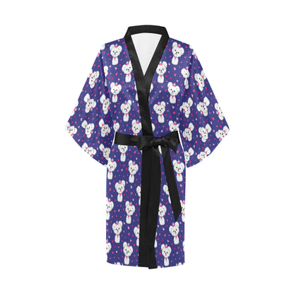 Maltese Pattern Print Design 02 Women's Short Kimono
