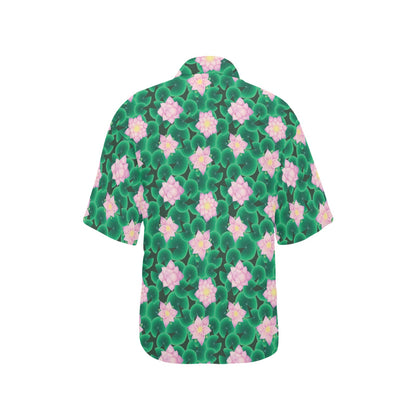 Water Lily Print Design LKS303 Women's Hawaiian Shirt