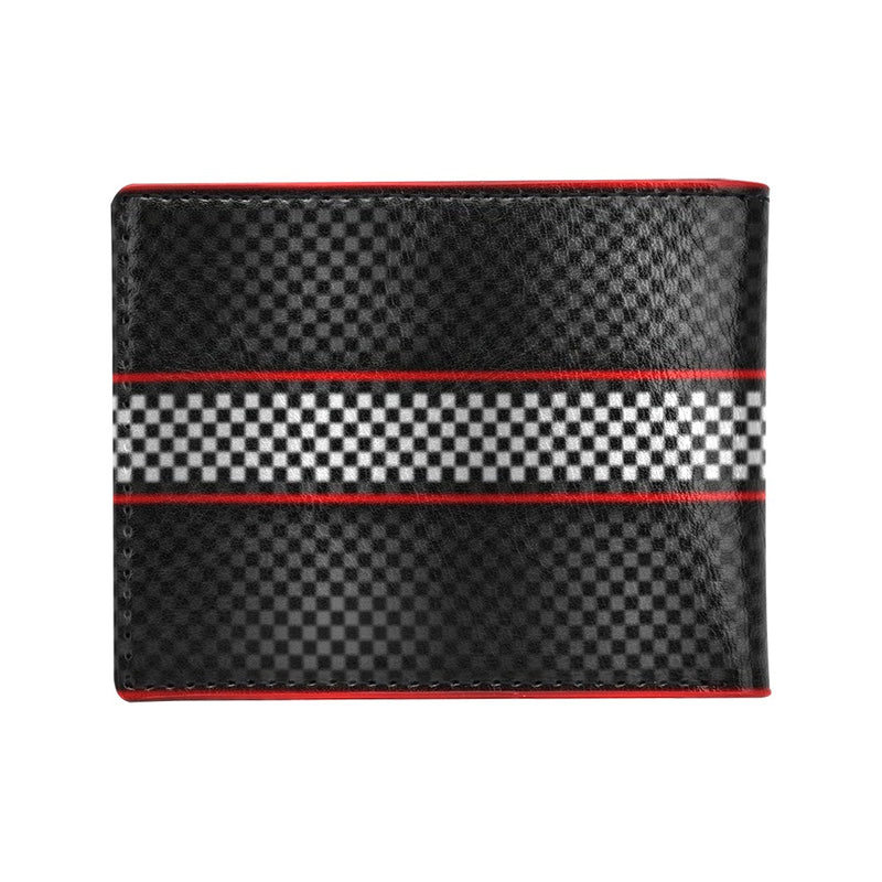 Checkered Flag Red Line Style Men's ID Card Wallet