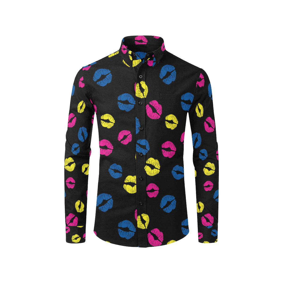 Lip Neon Color Pattern Print Design 01 Men's Long Sleeve Shirt