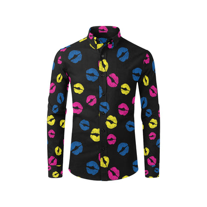 Lip Neon Color Pattern Print Design 01 Men's Long Sleeve Shirt