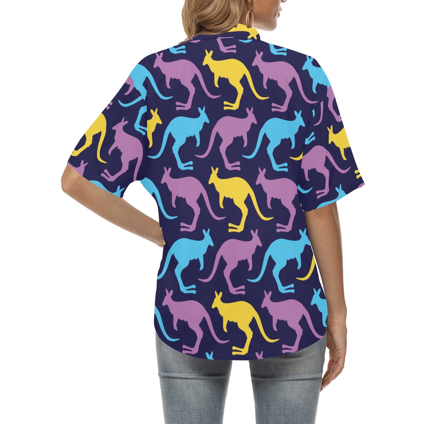 Kangaroos Pattern Print Design 02 Women's Hawaiian Shirt