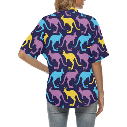 Kangaroos Pattern Print Design 02 Women's Hawaiian Shirt