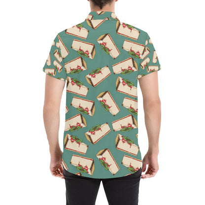 Cheesecake Pattern Print Design CK02 Men's Short Sleeve Button Up Shirt
