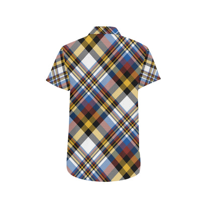 Madras Pattern Print Design 01 Men's Short Sleeve Button Up Shirt