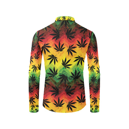 Rasta Pattern Print Design A02 Men's Long Sleeve Shirt