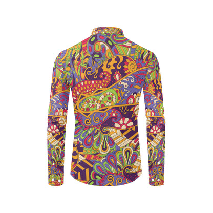Funky Retro Pattern Print Design A04 Men's Long Sleeve Shirt