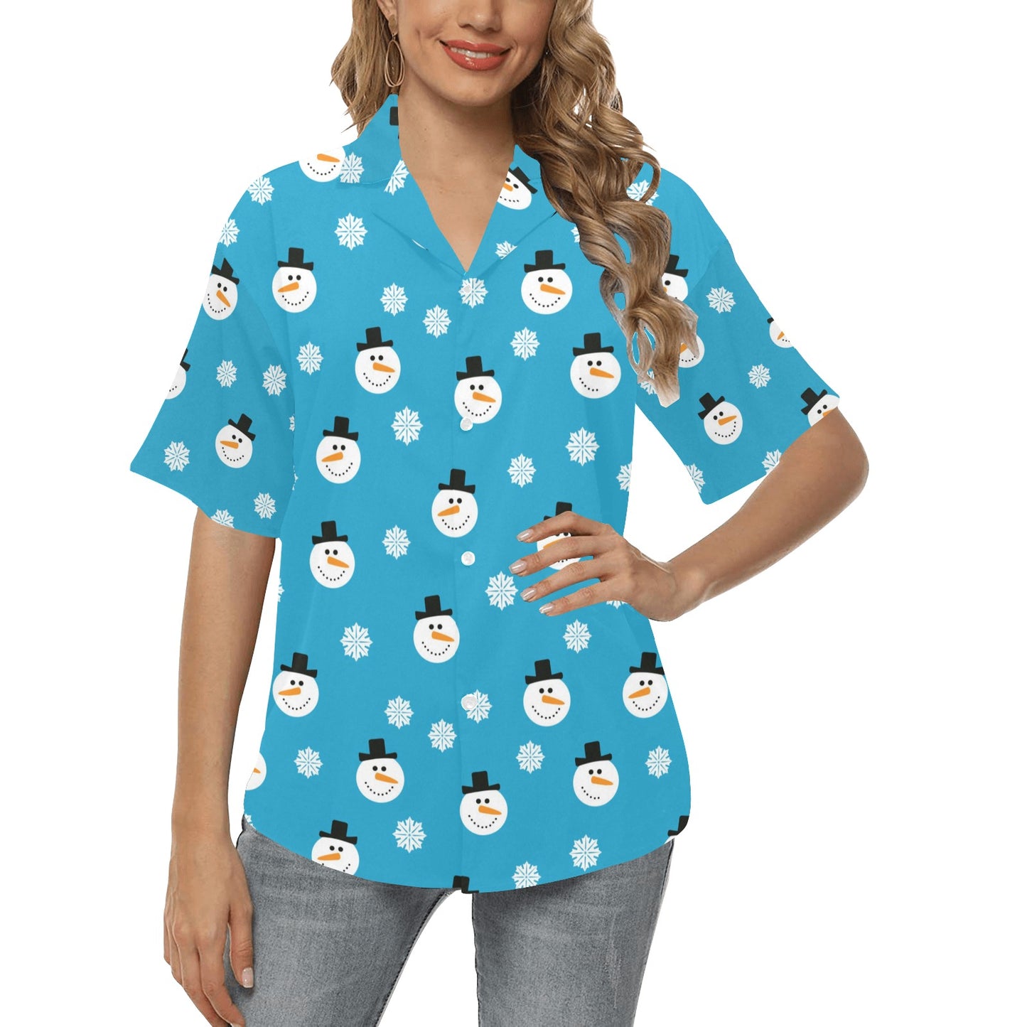 Snowman Print Design LKS303 Women's Hawaiian Shirt