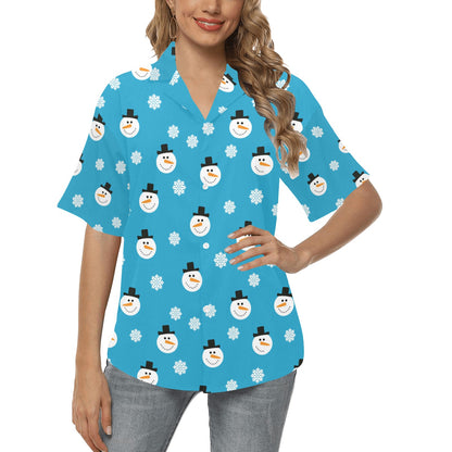 Snowman Print Design LKS303 Women's Hawaiian Shirt