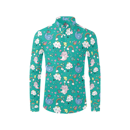 Narwhal Pattern Print Design 04 Men's Long Sleeve Shirt